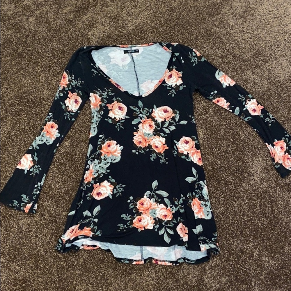 Black floral mini dress